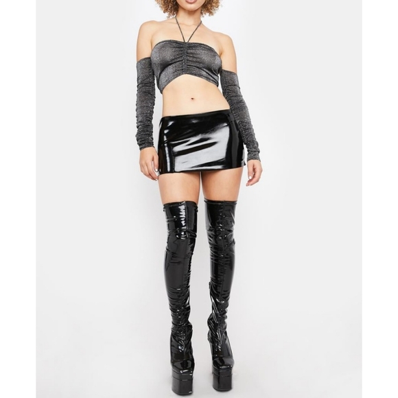 Poster G RL Shimmer Off-Shoulder Halter Top - Picture 2 of 7